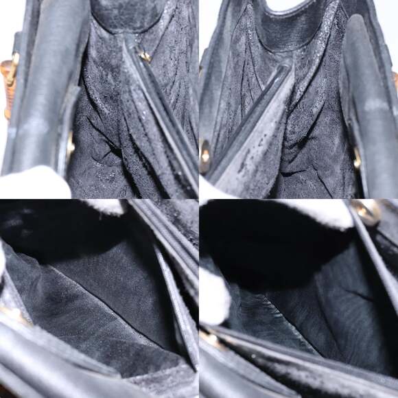 GUCCI Bamboo Hand Bag Suede Leather Black Gold 002 1186 002 1186 - Picture 12 of 13